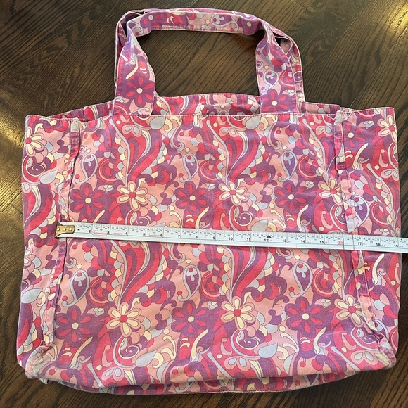 Large floral Gap canvas tote bag pink paisley vintage retro vibes - Picture 7 of 9
